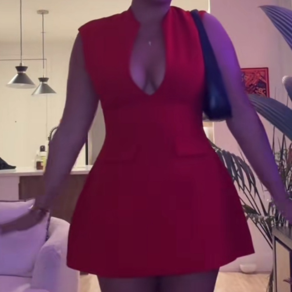 Chic Red V-Neck Mini Dress